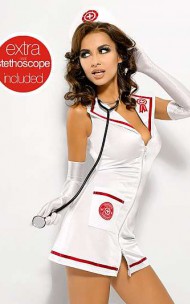 Obsessive - Emergency dress + stetoskop Kostium pielęgniarki ze stetoskopem